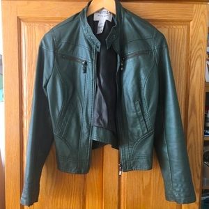 Faux Green Leather Jacket